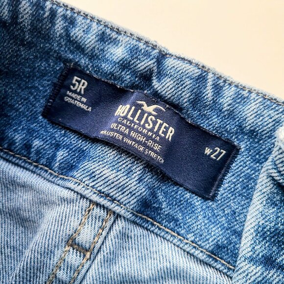 Hollister Ultra High Rise Paper Bag Waist Slouchy Ankle Medium Wash Denim Jeans - Picture 7 of 7